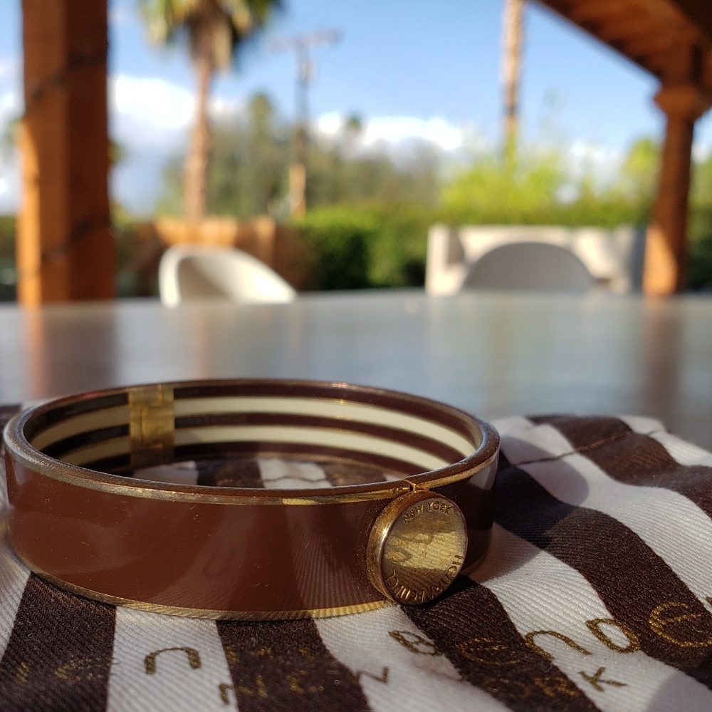 Henri Bendel Brown Bangle with Stripes Inside